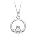 Small Claddagh Circle Pendant in 14K White Gold