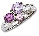 Tri-color round CZ Sterling Silver Rings