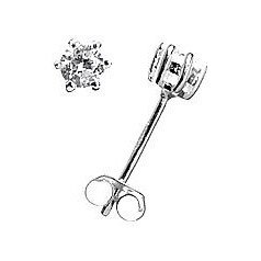 Sterling Silver Baby 3mm White CZ Round 6 Prong Prong Basket Set Post Earring