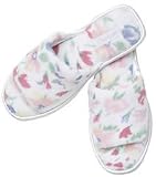 Dearfoams Microterry Scuff Slippers WHITE FLORAL Large