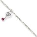 Sterling Silver Dark Pink Crystals Dangling Hearts Anklet -10 Inch