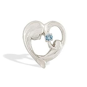 14K White Gold Genuine Round Aquamarine Mother with Child Pendant 14K White Gold Genuine Round Aquamarine Mother with Child Pendant