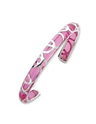 Sterling Silver 8.5mm Polished Pink Resin Cuff Bangle Bracelet QB148"