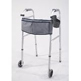Rolling Walker with Accessory Bag - Two Button Fold (Silver) (33H x 25W x 4.75D)