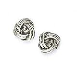 14k White 8 mm Love-Knot Friction-Back Earrings