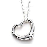 Women'sPolishedSterlingSilverNecklaceSimpleHeartPendantNecklace