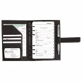 Day-Timer 49369 Organizer starter set pebble-grain leather binder, 3-3/4x6-3/4, black