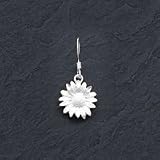 Sterling Silver Diamond-cut Sunflower Wire Earrings - Pair