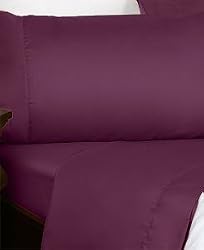 ELEGANCE 500 Thread Count Bed Sheet Set Egyptian Cotton Solid Purple Queen