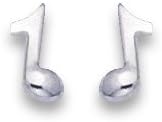 Heather Needham, Silver Quaver Note Music Stud Earrings - Good Quality 1.5mm Thick - Size: 8mm