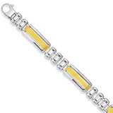 Sterling Silver And 14k Yellow Mens Bracelet - 8.25 Inch