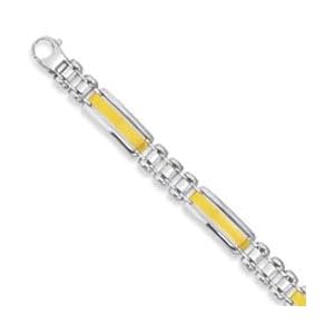 Sterling Silver and 14k Yellow Mens Bracelet - 8.25 Inch by JewelryWeb