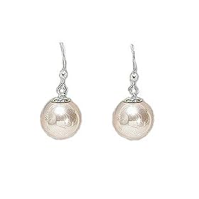 Simulated Peach Pearl Sterling Silver Earrings