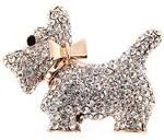 Fashion Little Dog Pattern Brooch Breastpin Ouch Fibula Cosmetic Jewelry with Rhinestones for Women Girls