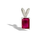 14K White Gold Genuine Emerald-cut Ruby Pendant