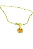 18K Gold Diamond Citrine drop necklace and toggle