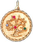 Rope Edge Tree of Life in Circle, 14K Gold Charm