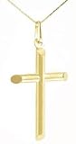 medium traditional hollow tube gold cross (14K gold, with chain)