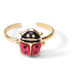 14KT Enamel Ladybug Toe Ring