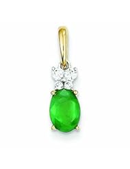 1 Carat 14K Gold Diamond & Emerald Pendant