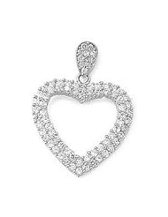 Sterling Silver Medium Clear CZ Heart Love Pendant Cute Charm Pure 925 New 22mm with 1.8mm Curb Chain