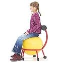 Kids Ball Chair, Red Frame, Yellow Ball