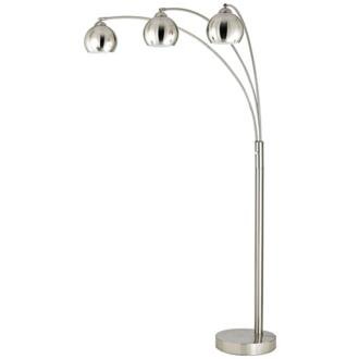 Three Light Arc Lamp Brushed Steel Floor Lamp