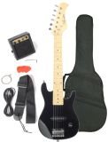 Barcelona Kid Series Electric Guitar with 5-Watt Amp, Gig Bag, Strap, Cable, Strings, Picks, and Wrench - Black