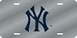New York Yankees Laser Cut Silver License Plate - SET OF 6 - Sports Merchandise