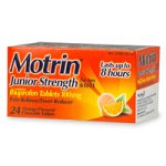 Motrin Ibuprofen Tablets, Junior Strength for Ages 6 to 11, 100 mg, OrangeFlavored Chewable Tablets 24 chewable tablets