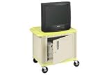 Plastic Utility Cart 2 Shelves Yellow With Security Cabinet