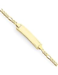 Genuine IceCarats Designer Jewelry Gift 14K 6In Engravable Figaro Link Baby/Child Id Bracelet In 6.00 Inch