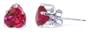 Sterling Silver 6MM Ruby Cubic Zirconia Heart Stud Post Earrings