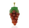 14KT Gold Coral & Green Jade Grapes Pendant 14K Charm