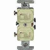 Cooper Wiring 276V Three Way Duplex Switch, Ivory