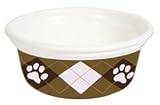 MED WHT Argyle Dog Bowl