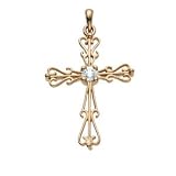 14K Yellow Gold Diamond Cross Pendant