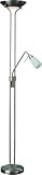 Massive 3024393 Bodenleuchte Modern stahl geb&uuml;rstet, 1 x 2GX13 22 Watt + 1 x E14 9 Watt inklusiv beider Energiespar-Leuchtmittel (T5/E14), &oslash; 280 mm, Metall, Glas, getrennt schaltbar
