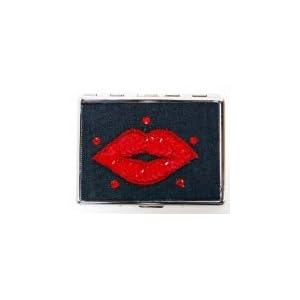 Outer Rebel Fashion Flasks and Smoking Accessories- Sequin Kiss on Denim Stainless Steel Cigarette...