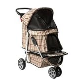 Sporty Pink Plaid Pet Stroller