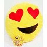 Emoji 32cm Silly Smiley Pillows Emoticon Yellow Round Cushion Pillow Stuffed Plush Soft Toy-emoji 2 heart eyes