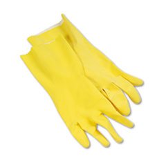 Galaxy Flock-Lined Latex Cleaning Gloves, Large, Yellow, 12 per Pack