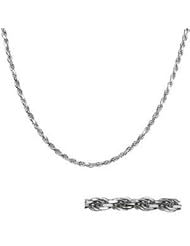 2mm Italian Sterling Silver Diamond Cut Rhodium Platinum Overlay Rope Chain (16in, 18in, 20in, 24in)