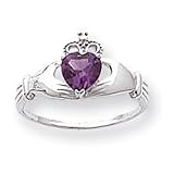 14k White Gold CZ June Birthstone Claddagh Heart Ring - JewelryWeb