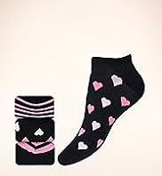 3 Pairs of Cotton Rich Hear & Striped Trainer Liner Socks