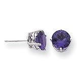 14k White Gold 7mm Amethyst Earrings