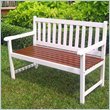 IMAGE OF International Caravan 4 Foot Oudoor Wooden Patio Bench in White/Oak