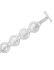 High Polish Round Button Link Sterling Silver Bracelet