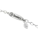 Stainless Steel Pittsburgh Steelers Logo Dangle ID Bracelet