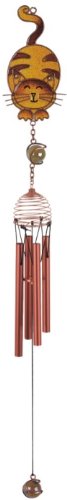 Wind Chime Copper & Gem Cat Garden Bell Decoration Hanging Porch Decor